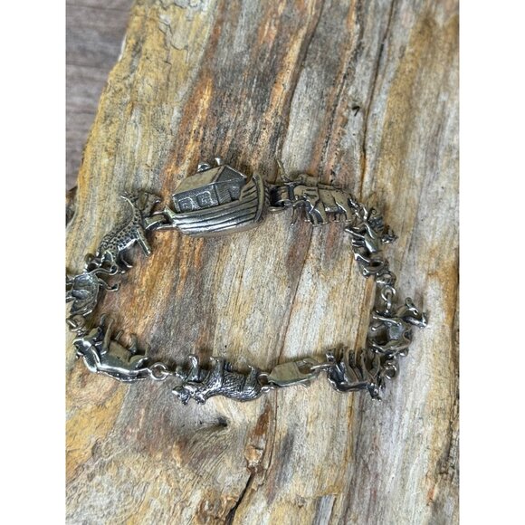 GSJ Jewelry - Vintage GSJ Sterling Silver Noahs Ark Animal Bracelet Giraffe Elephant